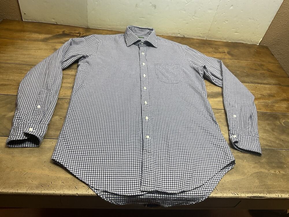 Sid Mashburn Mens Slim Fit Gingham Check Button Down Shirt Blue White Size M